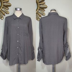 Soft Joie Grey Star Moon Button Down Top